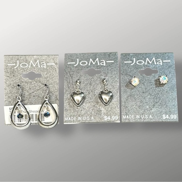 JoMa Silver & Blue Women’s Earring Set of 3 – Dangle & Stud Styles - Picture 1 of 4